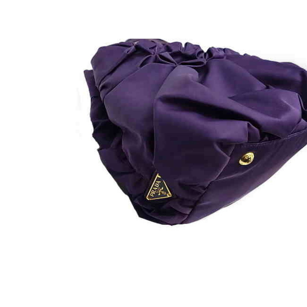 Prada Handbag Gathers Nylon Leather Purple View 6